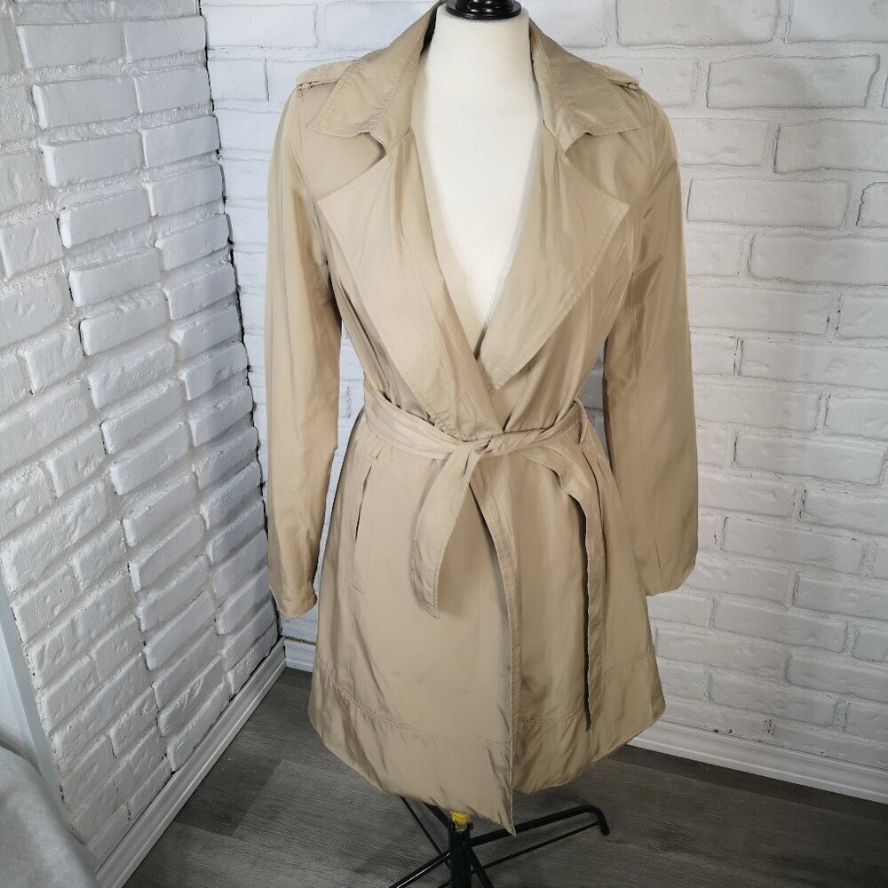 Ricki's Ladies Size Small Tan Lined 1 Button Closure Belted Trench Coat